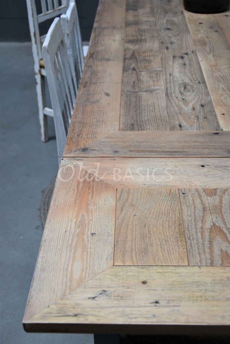Detail van Eettafel Rustique (uitschuifbaar), RAL7043, grijs, materiaal hout